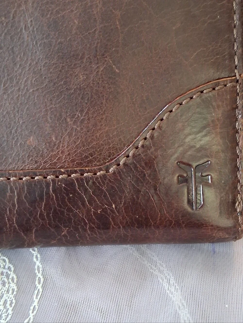 Frye Melissa Leather Zip Around Contential Wallet Dark Brown